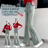 Girls Split-Hem Flare Jeans Kids Ages 3-8 Stretch Waist Denim Pants Streetwear