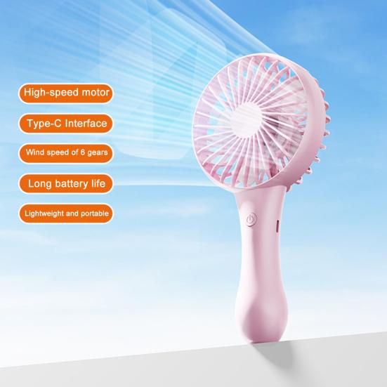 Bærbar Håndholdt Vifte Personlig Minivifte med 6 Hastighetsvind 1200mAh Oppladbart Batteri Elektrisk Vifte for Reise Kontor