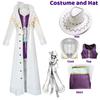 One Piece Nico Robin Costum Cosplay Anime One Piece Rochie Mov Uniformă Guler lung de blană Manta albă Tinuta punk Halloween