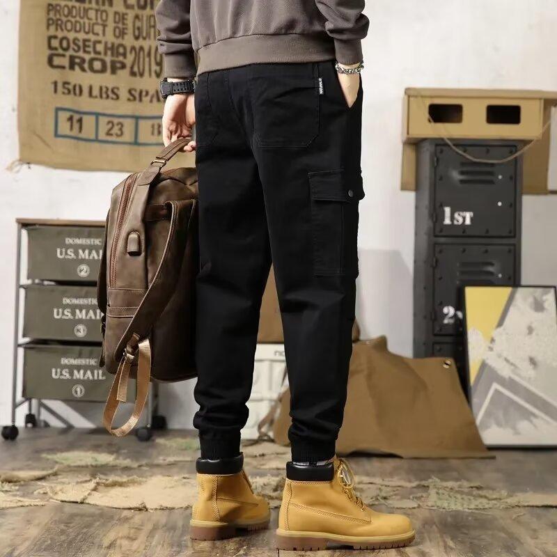 Overalls Men's Autumn New Korean Version of Trendy Brand Multi-pocket Loose Casual Pants Fashionable Ruffian Handsome Cotton Leggings