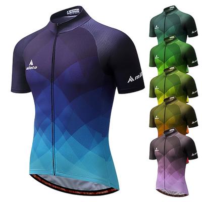 Men's Short Sleeve Cycling Jersey Summer Bike Quick Dry Sports Patterned Mountain Bike MTB Road Bike Cycling Clothing Apparel / Stretchy Purple Green