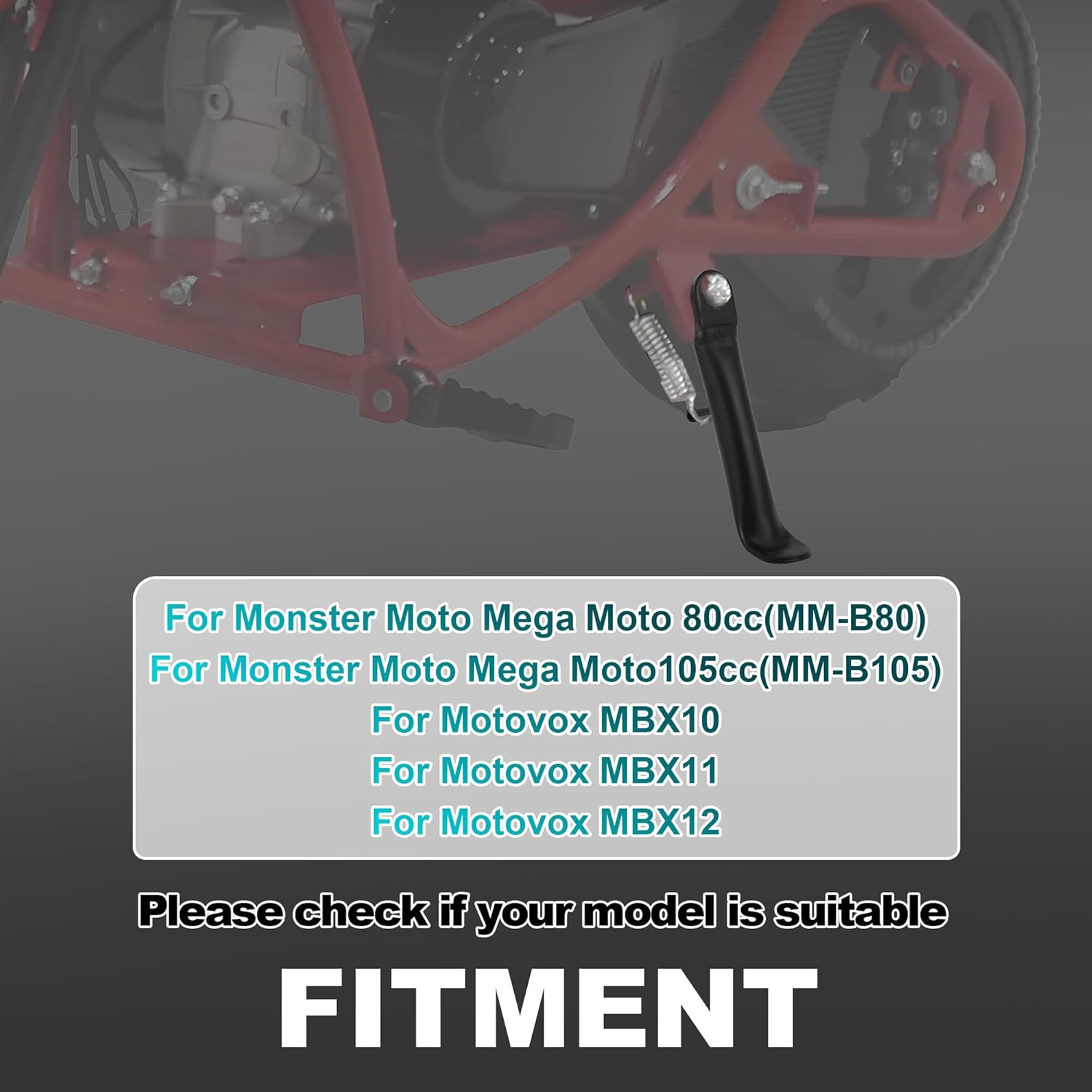 Kickstand with Spring for Mini Bike Monster Mega Moto MMB80 MMB105,Coleman RB100 105cc,Motovox MBX10 MBX11
