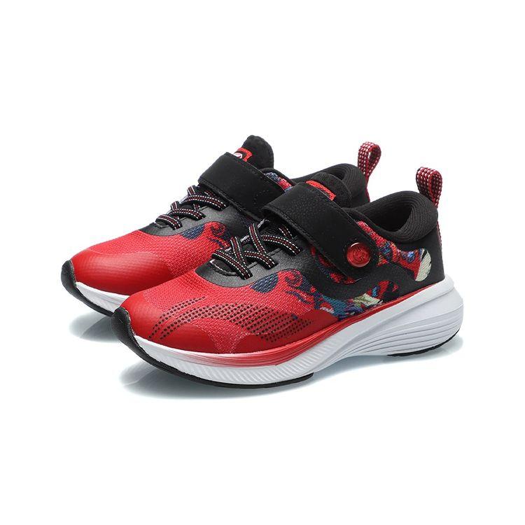 Li Ning Lightweight High Resilience Non-Slip Wear-Resistant Breathable Low-Top Running Shoes Kids Sneakers Cinnabar-Red Black YKNR054-7