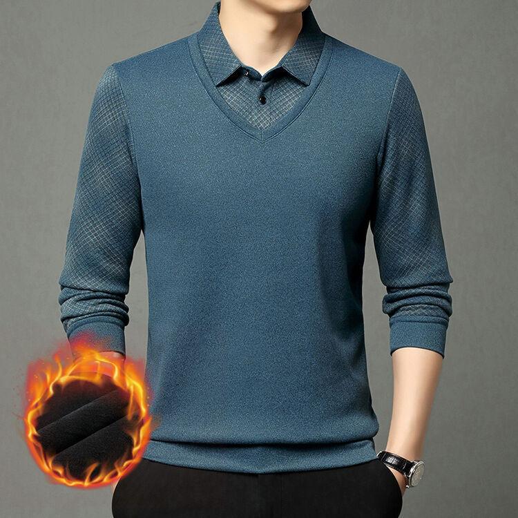 Winter Long Sleeve Polo Men s Lapel Collar Loose Fit Business Casual M