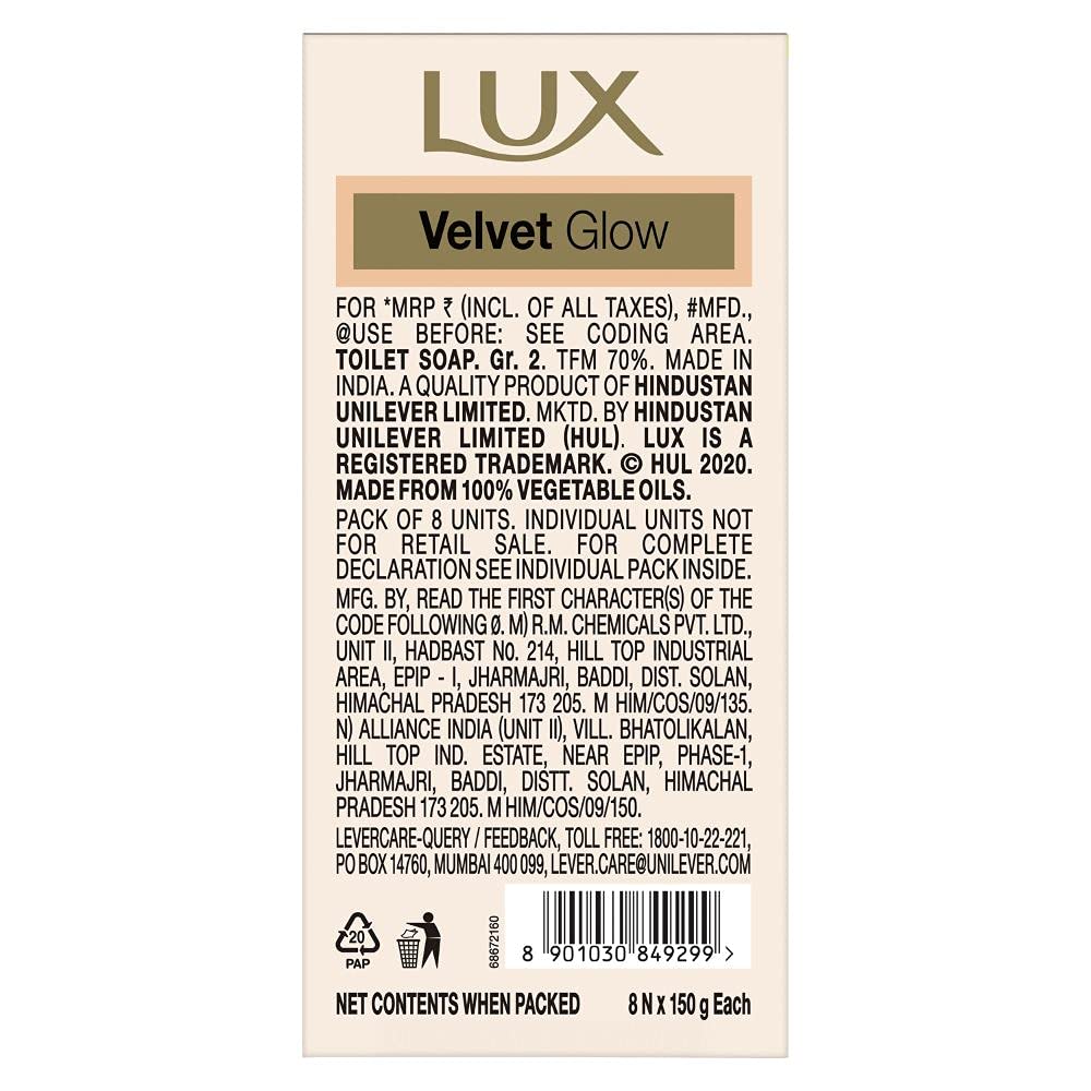 Lux Flaw-Less Glow Badeseife 150g X 8 Stück Mit Vitamin C und E Für Strahlende Weiche Haut Lang Anhaltender Duft Körper- und Gesichtsanwendung