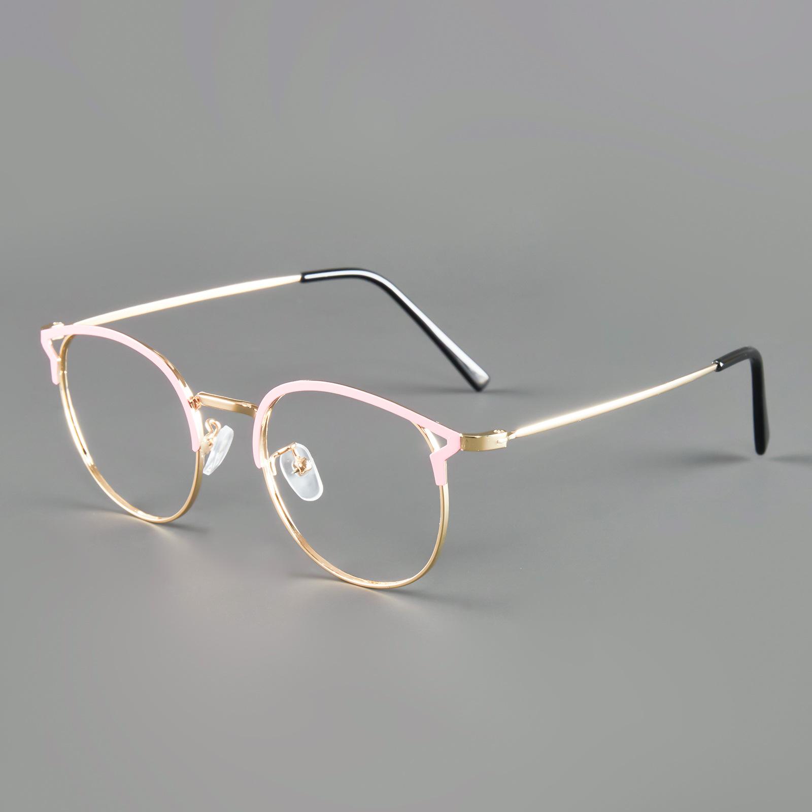 

Female Personality Cat Ear Frame Myopia Glasses Women Retro Round Metal-Frame High-Definition Near Sight Eyewear Minus Diopter 0