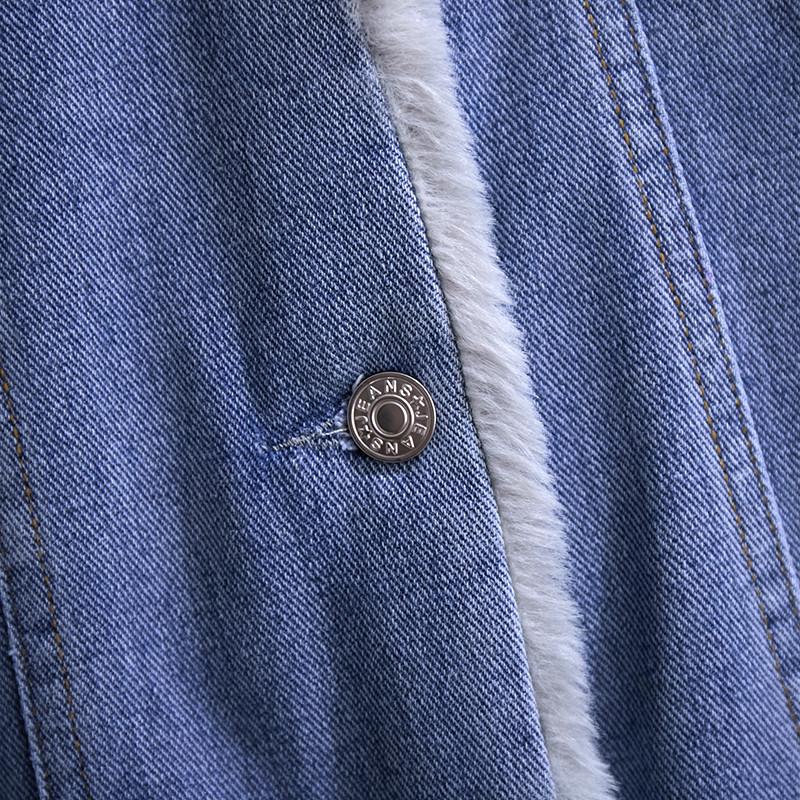 Extra Large Winter Plus Velvet Denim Jacket - Thickened Casual Cotton Coat for Sizes 200/300 Jin