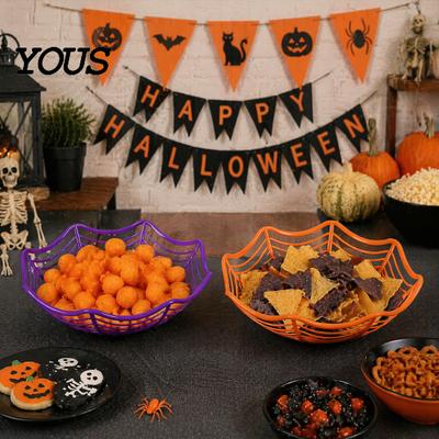 Small Event Serving Dishes 3 Pcs Halloween Spider Web Baskets, Plastic Cobweb Fruit Holder, Trick or Seasonal Supplies Treat Candy Bowl for