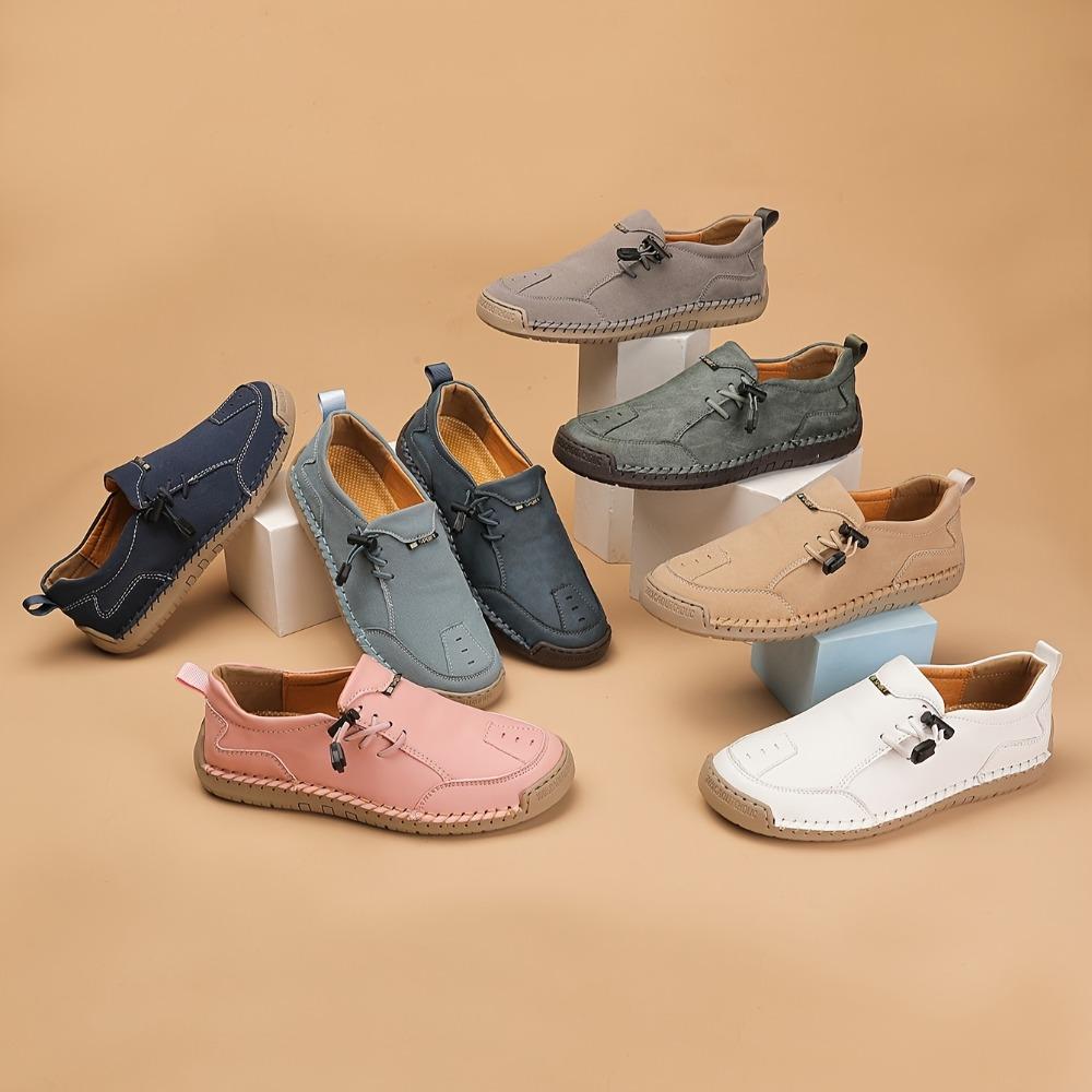 Women's Slip-On Loafers - Vintage British Style Hand-Stitched Synthetic Cover Shoes with Rubber Sole, Breathable Fabric Lining & Decorative Tassel