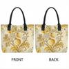  Boho Floral Canvas Tote Bag Aesthetic Vintage Printed Shoulder Handbag for Daily Use