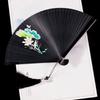 Bamboo Fan for Women, Traditional Style, Classical Black Folding Fan, Compact Hanfu Dance Fan, Portable Silk Cloth Fan