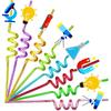 24pcs Science Theme Shaped Straws Reusable Plastic, Drink Cocktail Straws with Cartoon Decorations Kids Mad Scientist Party Supplies Birthday Party