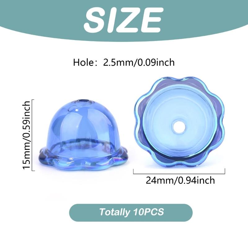 10pcs Multiple Petal Flower Acrylic Bead Caps Adornment for DIY Jewelry Making and Colorful Wind Bell Accessories