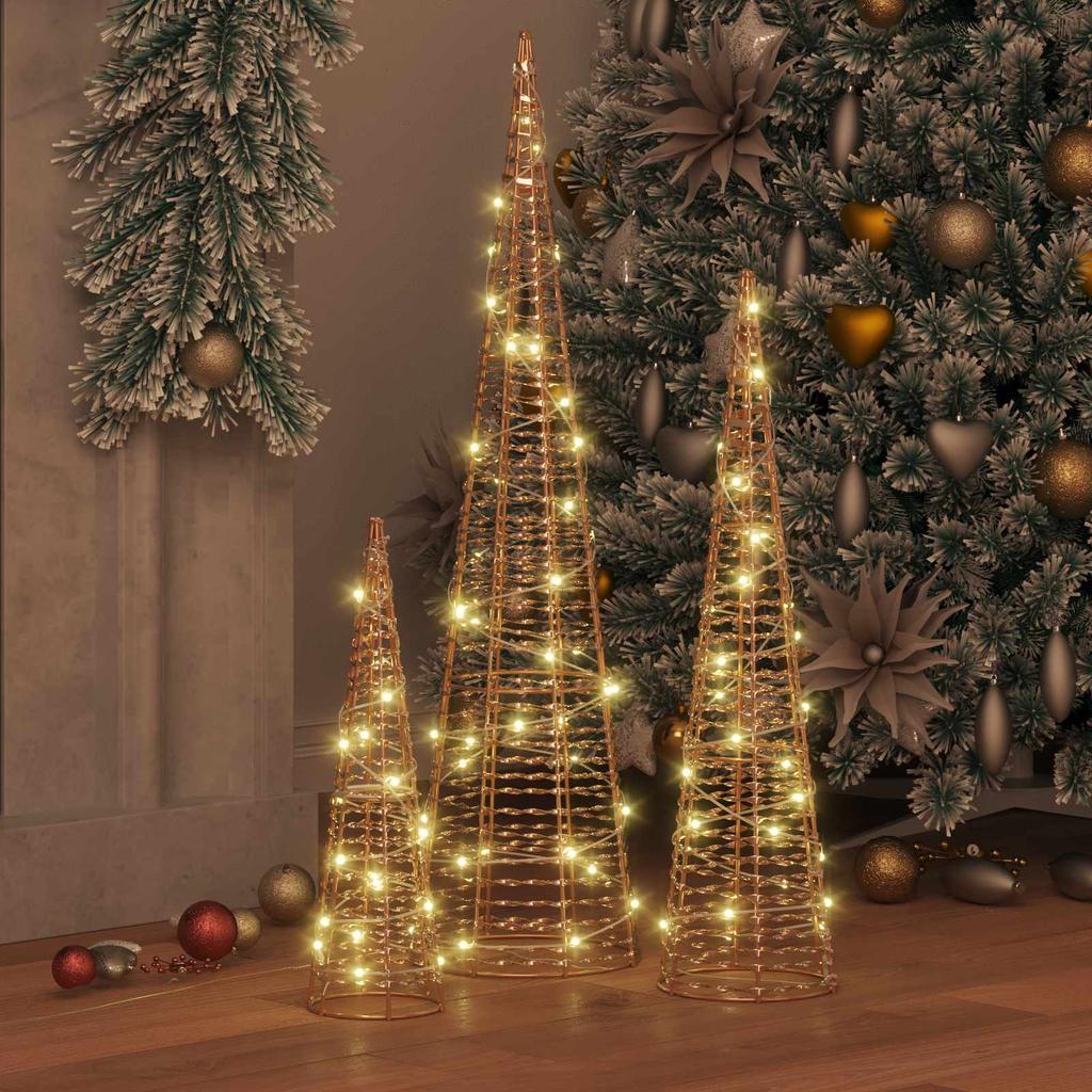Christmas Tree with 90 LEDs 3 pcs Warm White 20 x 20 x 80 cm PET