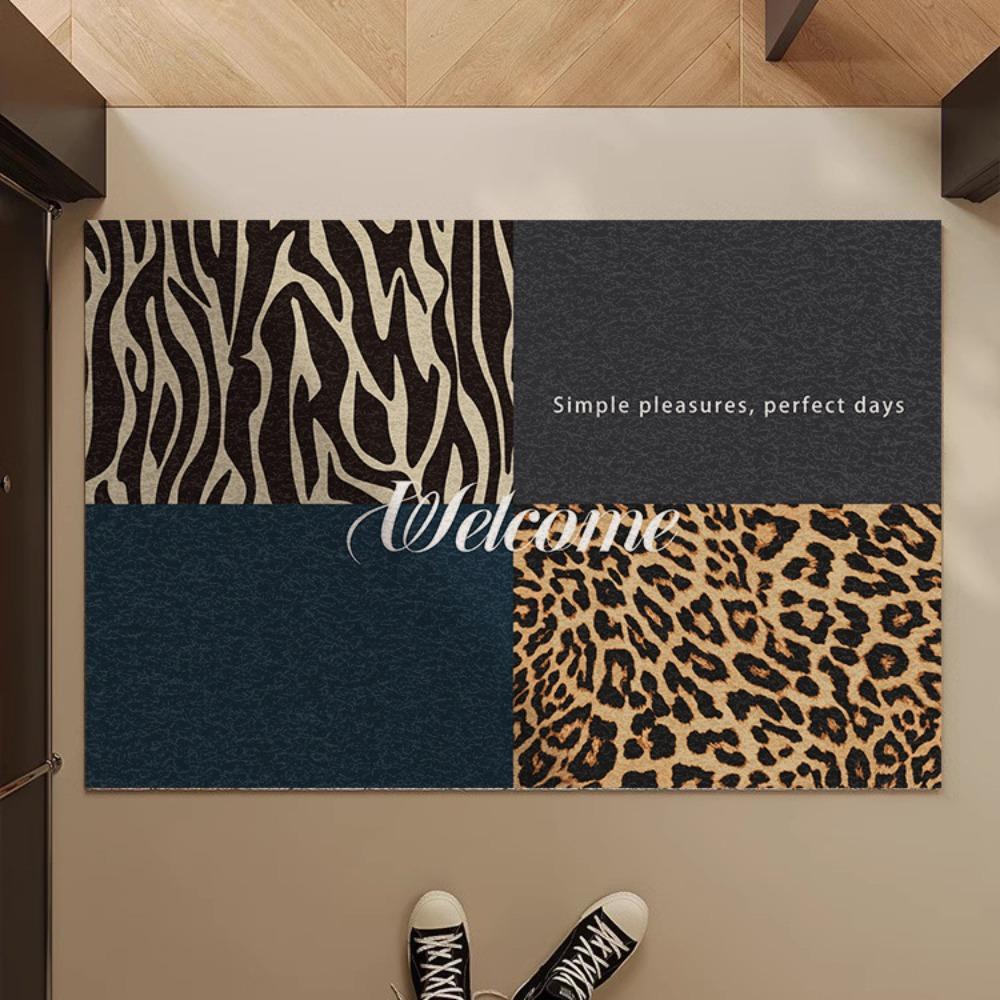 Vintage Tierprint Patchwork Teppich Leopard Zebra Muster Teppich Willkommensmatte Fußmatte für Eingangsbereich Heimdekoration Luxus Stil