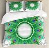 Mandala Duvet Cover Set Boho Lotus Flower Microcosm Motif Unique Retro Green Theme Double Queen King Size Polyester Qulit Cover