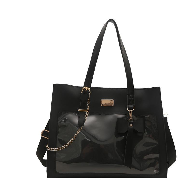 Japanese Bow Pain Bag Large Capacity Shoulder Tote Bag Girl Versatile Transparent Bag Sweet Cute Handbag
