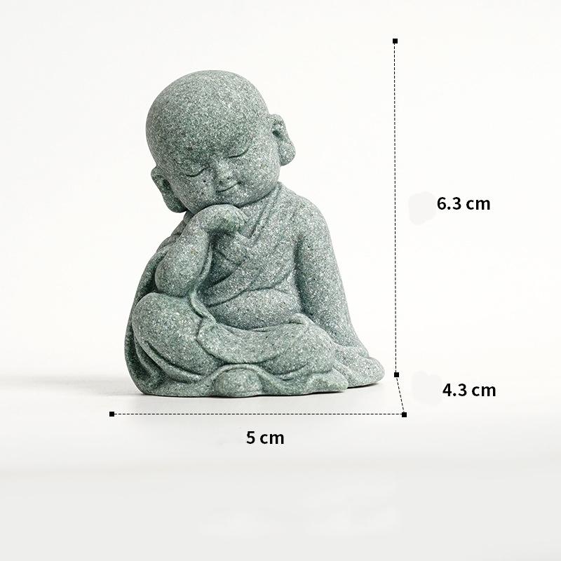 Sandstone Little Monk sculptures and figurines  Cute Home Room Office car Table decoration and accessories High quality gifts