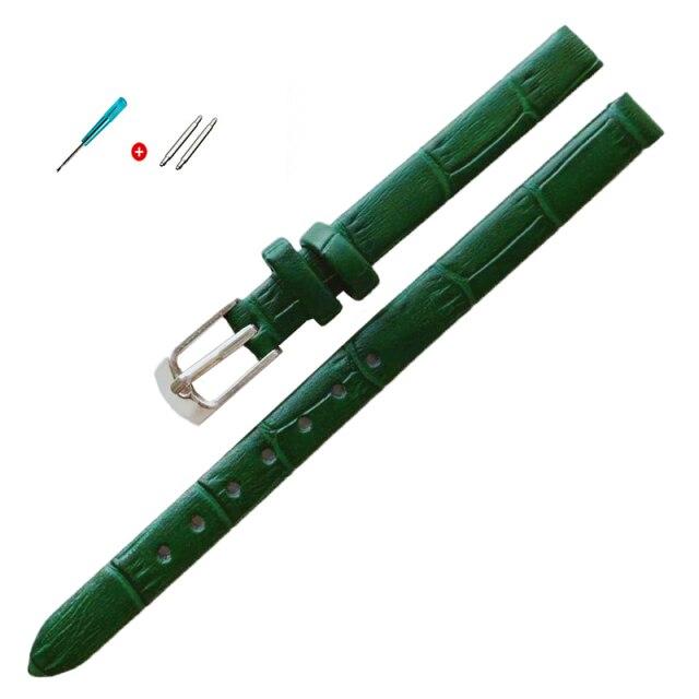 8mm 10mm kobiety dziewczęta szczupły skórzany pasek wysokiej jakości akcesoria do zegarków pasek Slub Watchband różowe złoto ze sprzączką