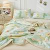 Fresh White Flowers 100% Cotton Quilted Quilt Summer Skin-friendly Comfortable Air Conditioning Quilt for Kids Teens Adults