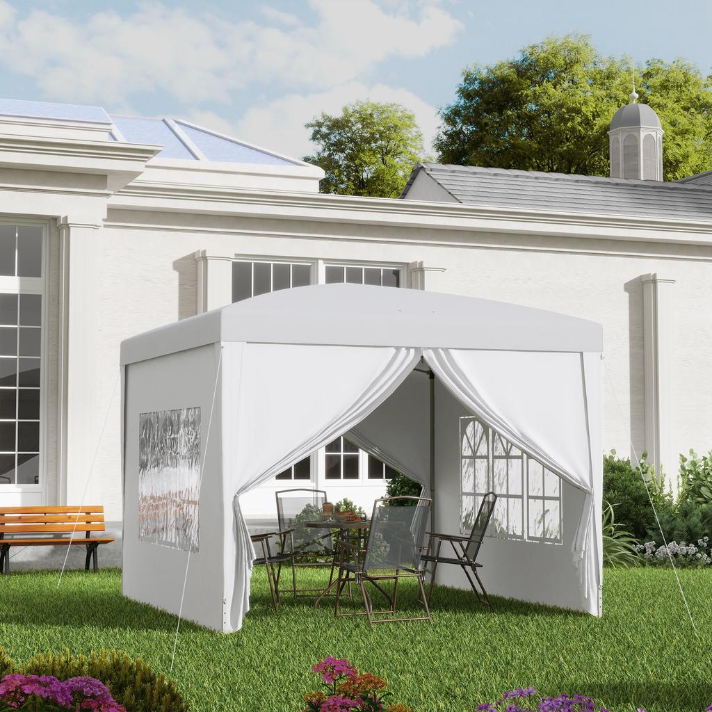 3x3(m) Pop Up Gazebo With Curtain Walls And Windows White