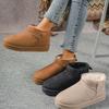 Large Women's Winter Snow Boots: Flat Bottom, Short, Plus Velvet, Thickened, Warm Cotton Shoes.