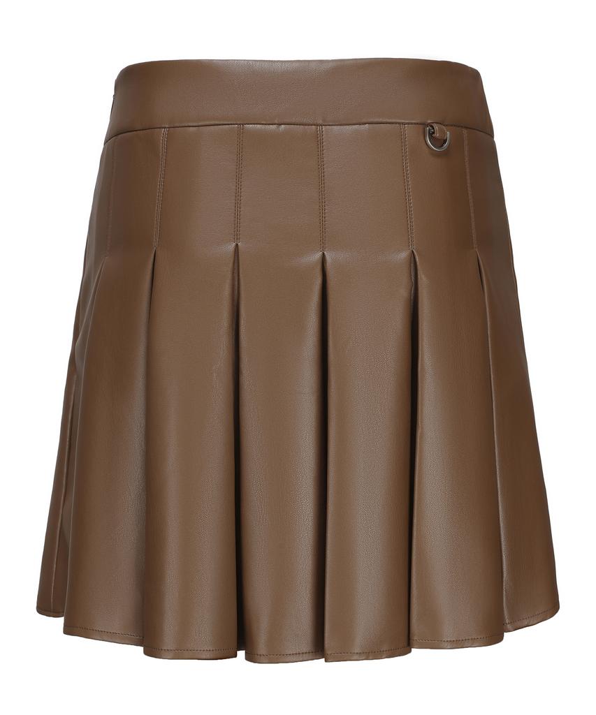 E.PARCA Castano Leather Pleated Skirt