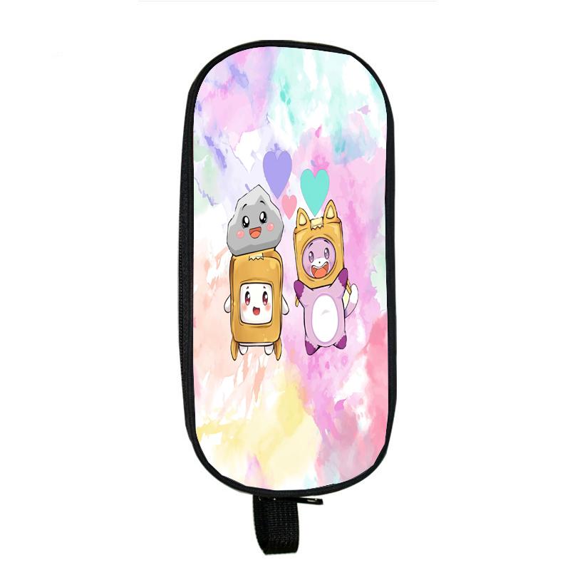 Lankybox Boxy And Foxy Robot Pencil Case Big Storage Box Portable Girls Pen Bag Double Layer School Pouch Kawaii Stationery Case