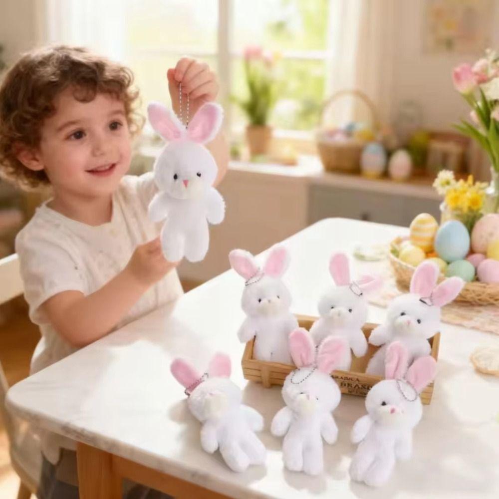 10Pcs Keyring Little Rabbit Plush Toy Stuffed Easter Party Bunny Plush Dolls  Girl