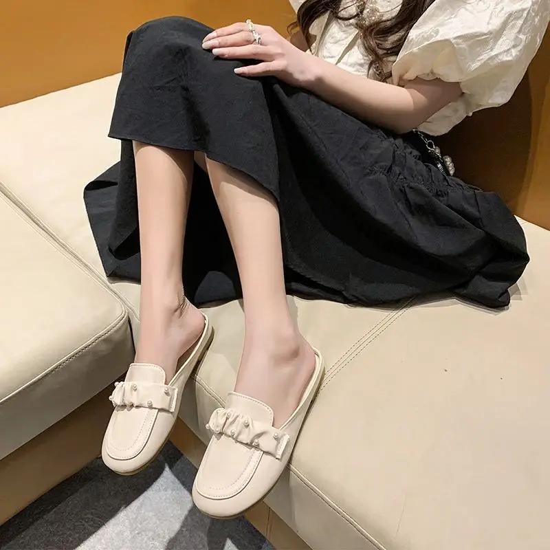 Fashion Flat Round Toe Shoes Comfortable Elegan Slides On Sale Chic Elegant 2025 Trend Fashionable Women's Slippers and Ladies Sandals