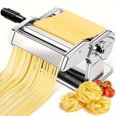 Manual Pasta Maker Machine, Stainless Steel Pasta Roller And Cutter With 7 Adjustable Thickness Settings, Dual Width Noodle Maker For Pasta, Spaghetti