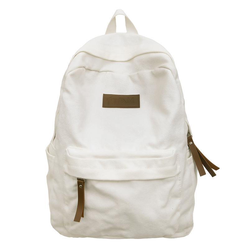 Canvas backpack women's simple large-capacity junior high school student schoolbag high school retro backpack computer bag