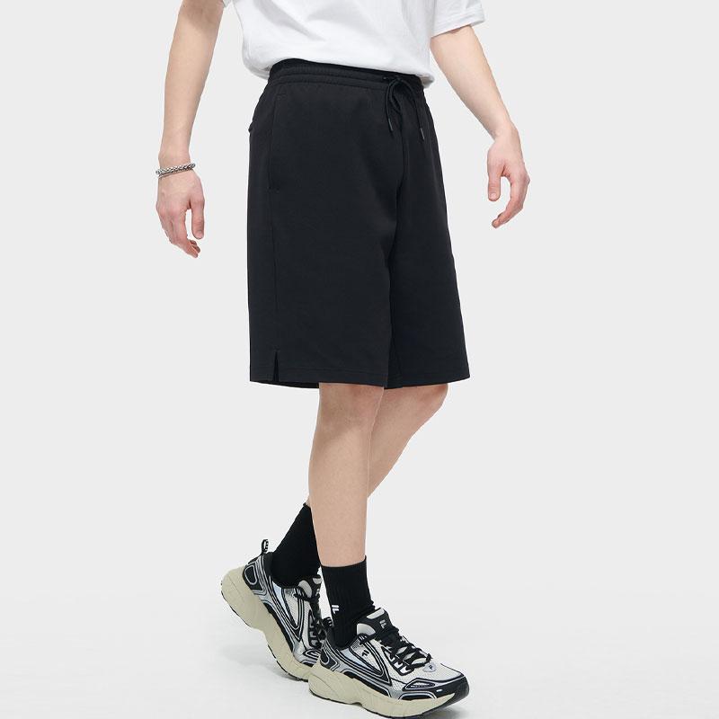 FILA Fusion Logo Print Knitted Straight Casual Shorts Unisex shorts Black T11U423603FBK