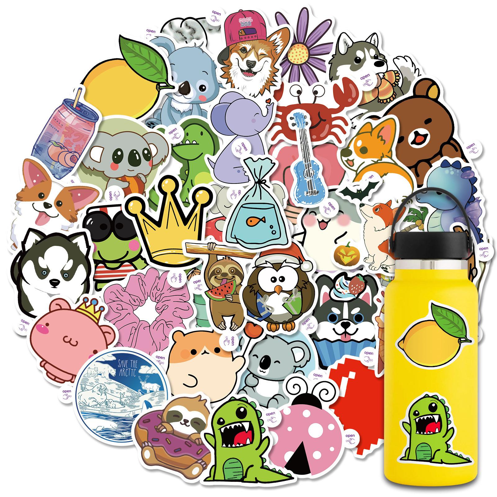 

50 Small Ears Ice Cream Graffiti Small Animals Cute Mix And Match Stickers Children S Luggage Mobile Phone Stickers