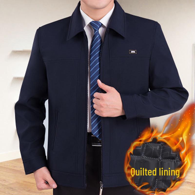 Men's Lapel Jacket - Mid-Aged & Elderly Spring/Autumn/Winter Overcoat Dad's Wear
