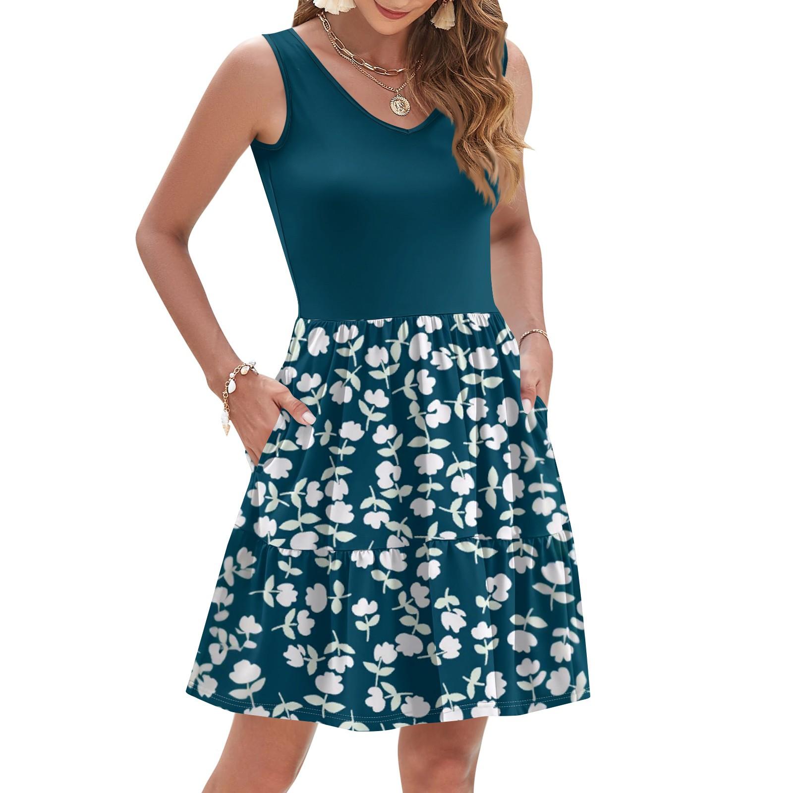 

Женские летние платья без рукавов повседневные свободные летние платья на пуговицах с карманами L