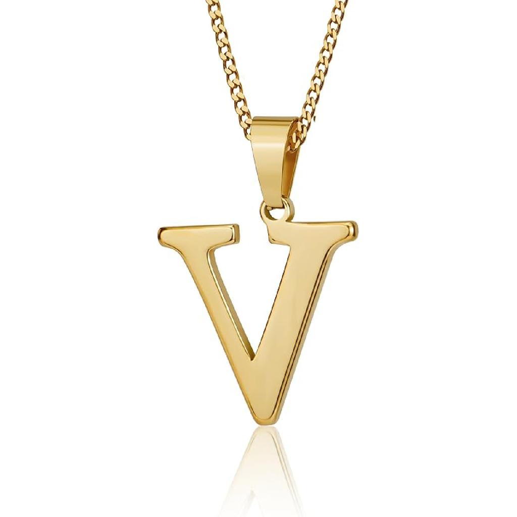 Suweibuke Initial Necklace for Men Women Boys Girls, 18K Gold Plated 26 Letters Pendant Necklace, Personalized Jewelry Gifts