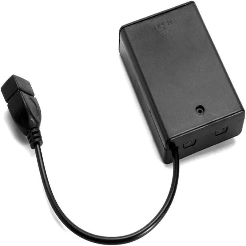 2/3 AA Batteriehalter Batteriefach Box Aufbewahrung 4,5-5V mit Deckel und Schalter mit USB-Kabel Baustein LED Licht-Set