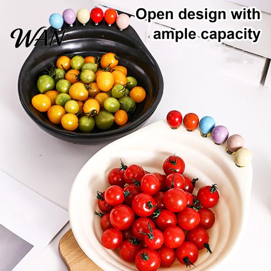Kitchen Fruit Serving Set Bowl with 6 Colorful Forks Large Capacity Spiral Hygienic Bottom Fork Storage Hole for Snacks And Parties Dopamine Color