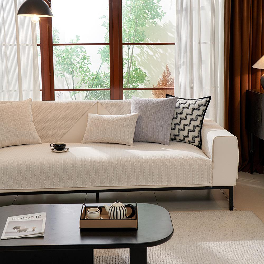 Simple And Modern Solid Color Waterproof Sofa Cushion Universal In All Seasons Chenier Living Room Fabric Non-Slip Leather All-Inclusive Sofa Cover