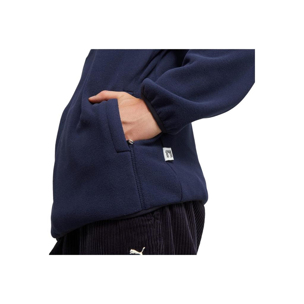 PUMA MMQ Polar Fleece Sweatshirt with Stand Collar Unisex Tops Navy-Blue 620820-16