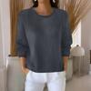 Women's Fashionable Casual Knitted Top Loose-Fit Solid-Colour Long-Sleeved Jumper