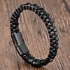 Classic Stainless Steel Leather Bracelet For Mens Chain Wristband Business Charm Jewelry Accessories for Dad Boyfriend