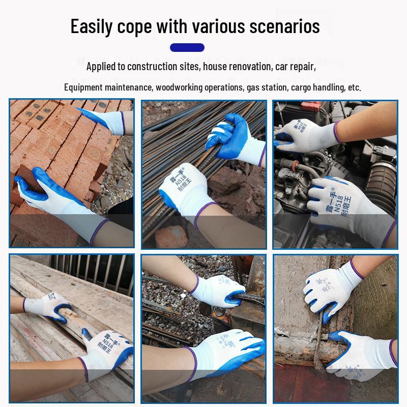 Waterproof Non-Slip Nitrile Latex Work Gloves for Construction & Auto Repair