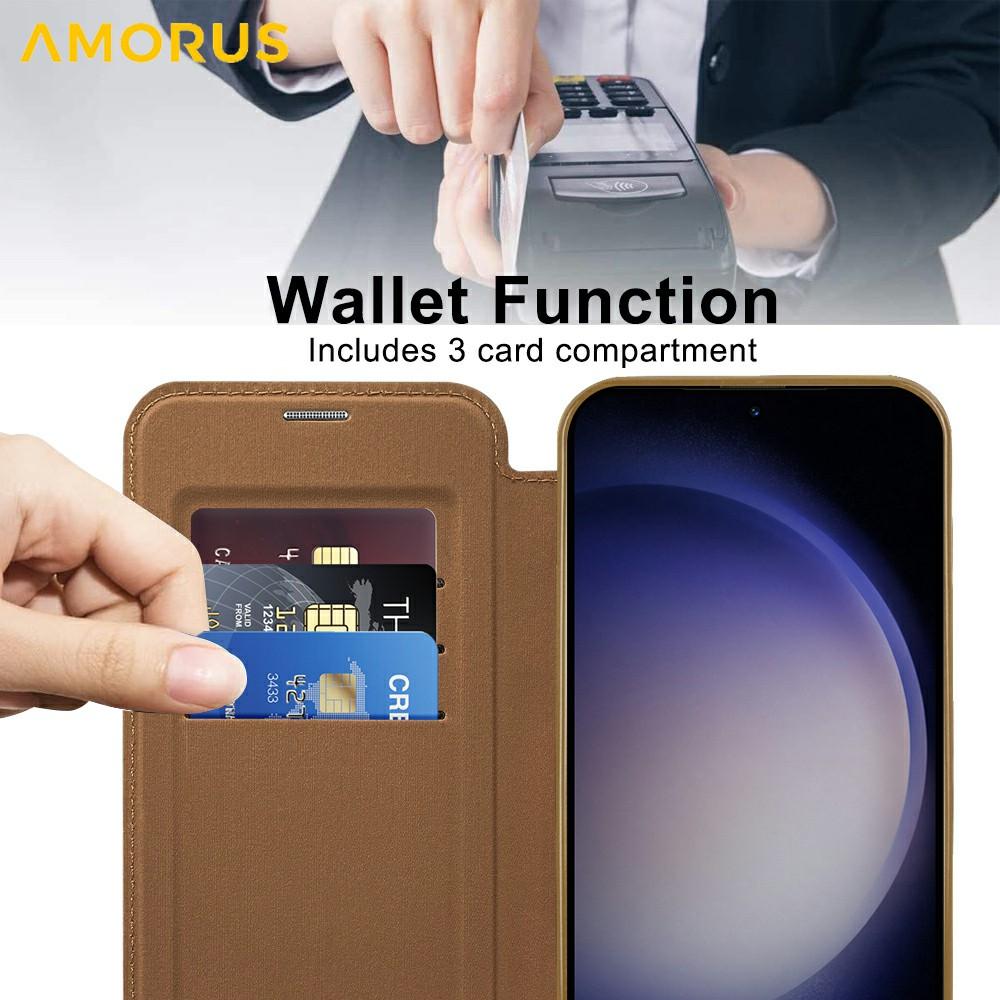 For Samsung Galaxy S24 Case Compatible with MagSafe RFID Blocking Card Holder Leather Phone Cover