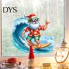 DIY Window Display Stickers Christmas Surfing Santa Claus Static Glass Sticker, Tropical Waterproof PVC Decal for Sunproof Surface Decals Home