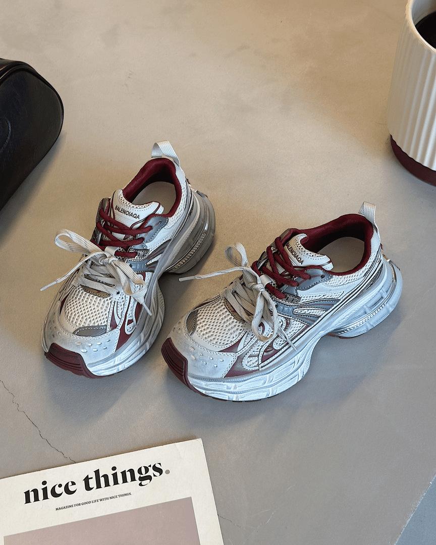 

European station dad shoes women s autumn mesh shoes 2025 new platform casual sports shoes contrasting color super fire running shoes 35 красный