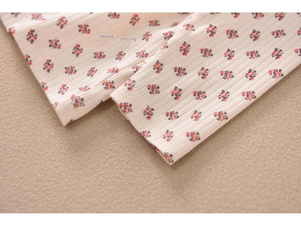 Children's Cotton Thermal Pajama Set - Long-Sleeved, Elastic, Cute, Fashionable, Versatile Autumn Wear