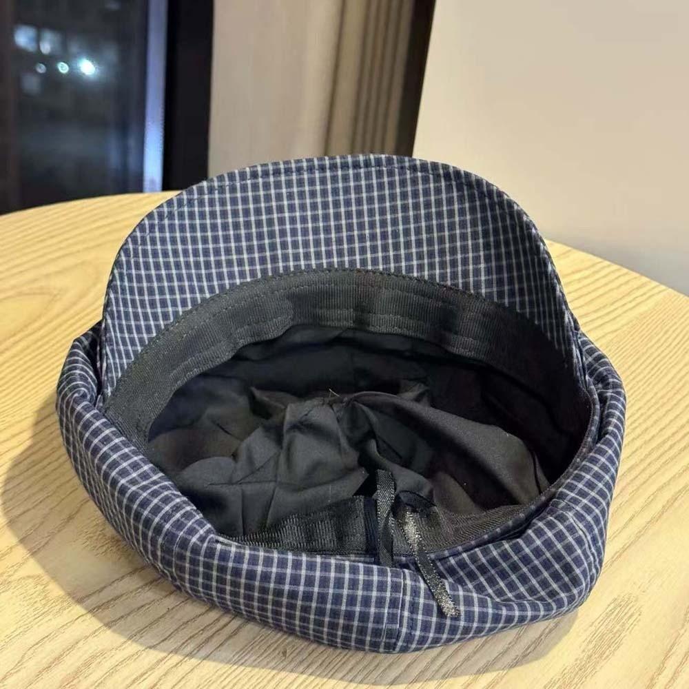 Solid Color Ruffle Octagonal Hat Korean Style Women Artist Hat Versatile Fine Plaid Beret  Daily