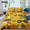 Excavator Duvet Cover Set Microfiber Tractor Truck Comforter Cover Twin Construction Vehicle Cartoon Bedding Set for Boys Teens